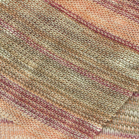 Brown Horizontal-Stripe Chunky Knit, Poly-Viscose, 157 gsm