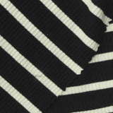 Black Horizontal-Stripe Rib Knit, Poly-Viscose, 220 gsm, 137 cm — photo 1