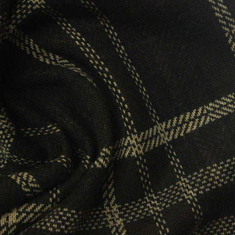 Black Plaid Interlock Knit, Poly-Viscose, 280 gsm, 155 cm