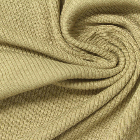 Viscose Stretch Rib Knit Fabric, 260 gsm, 150 cm — Khaki