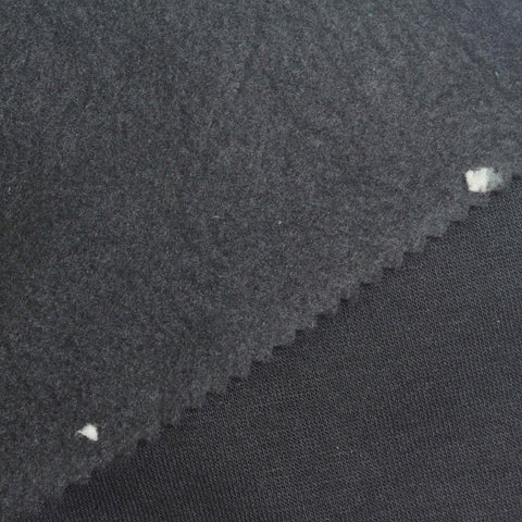 Brushed Polyester Cotton French Terry Fabric, 260 gsm, 180 cm — Grey