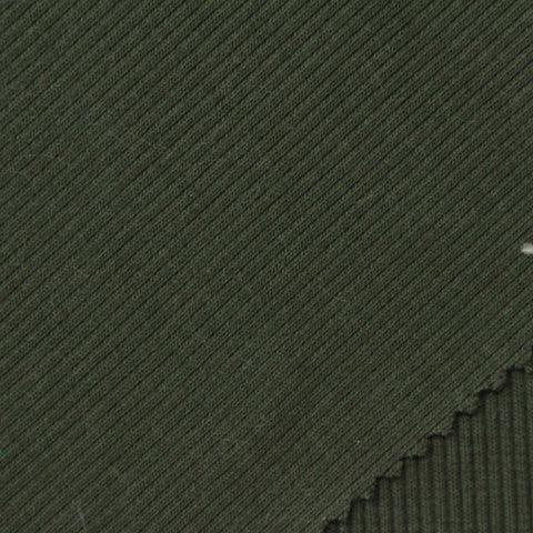 Cotton Polyester Stretch Rib Knit Fabric, 385 gsm, 130 cm — Green