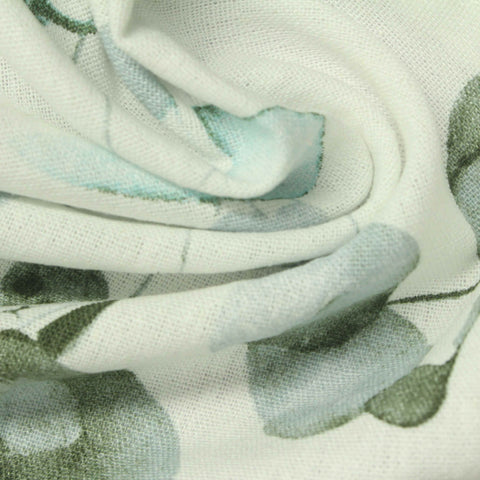 Green Leaves Woven, Viscose-Linen, 180 gsm