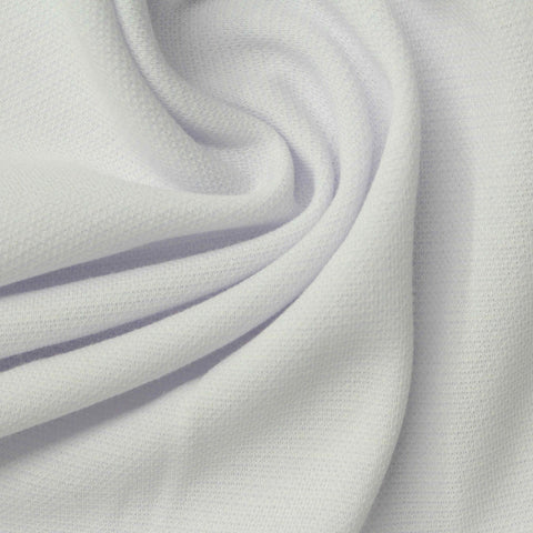 Polyester Cotton Piqué Knit Fabric, 230 gsm, 155 cm — White