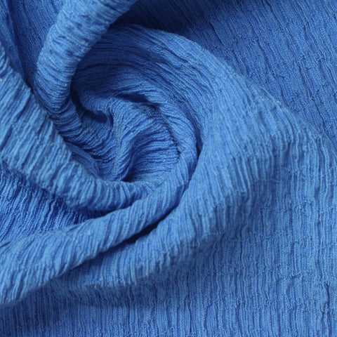 Jacquard Polyester Stretch Crepe Fabric, 185 gsm, 133 cm — Blue