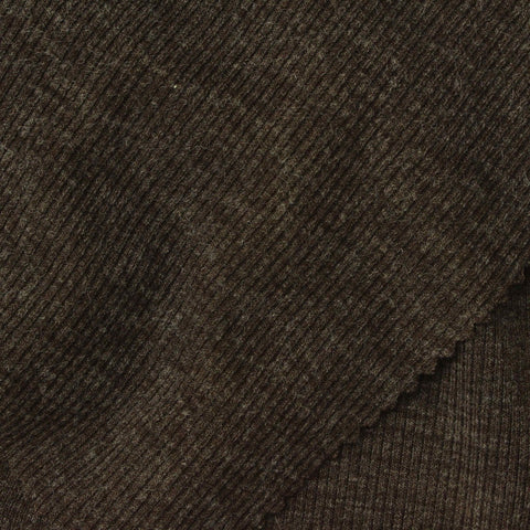 Dark Brown Marl Rib Knit, Poly-Viscose