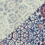Blue Geometric-Floral Jersey Knit, Viscose — photo 1