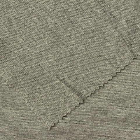 Heathered Grey Marl Rib Knit, Poly-Cotton, 275 gsm