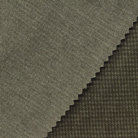 Dark Brown Check Interlock Knit, Cotton-Poly