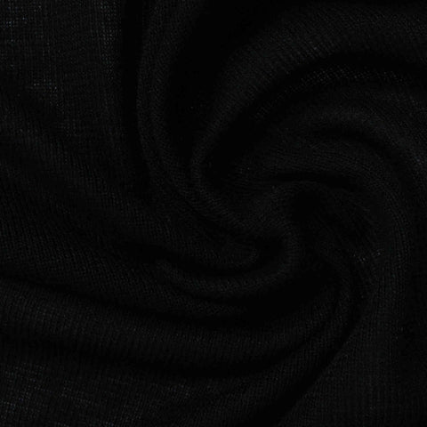 Viscose Rib Knit Fabric, 143 gsm, 190 cm — Black