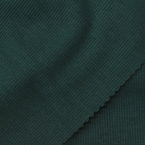 Dark Green Ribbed Rib Knit, Poly-Cotton