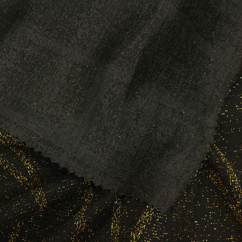 Black Geometric-Line Interlock Knit, Polyester