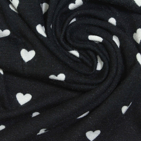 White Hearts Jersey Knit, Viscose