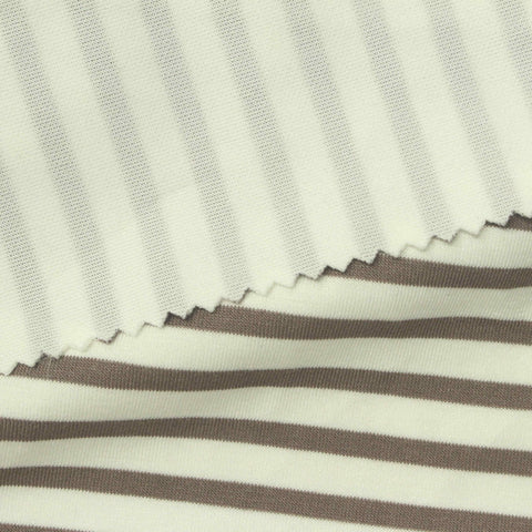 Brown Horizontal-Stripe Scuba Knit, Viscose-Poly