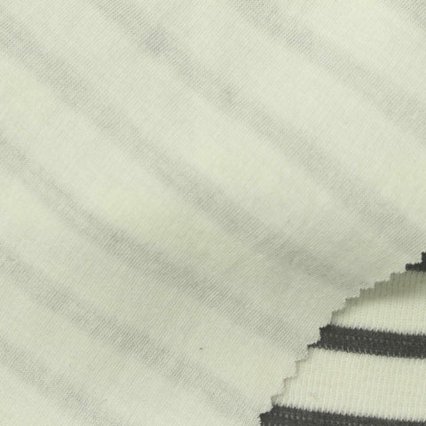 Dark Grey Horizontal-Stripe Knit, Cotton-Poly