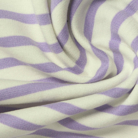 Striped Viscose Polyester Stretch Ponte Knit Fabric, 340 gsm, 155 cm — White