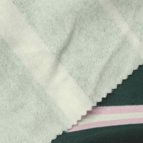 Dark Green Horizontal-Stripe French Terry, Cotton-Poly