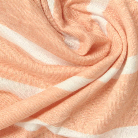 Peach Horizontal-Stripe Jersey Knit, Poly-Viscose