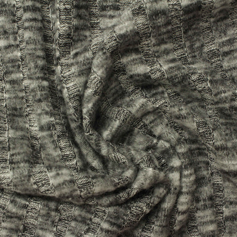 Grey Diamond Rib Knit, Viscose-Poly