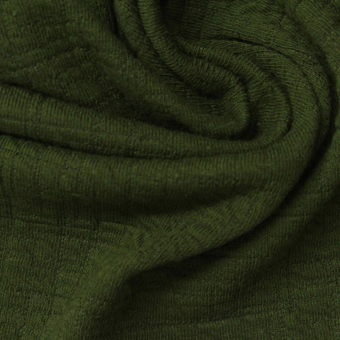 Jacquard Polyester Cotton Stretch Interlock Knit Fabric, 240 gsm, 148 cm — Green