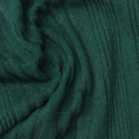 Dark Green Vertical-Stripe Rib Knit, Polyester, 230 gsm