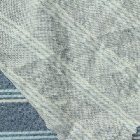 Blue Horizontal-Stripe Jersey Knit, Poly-Viscose, 180 gsm