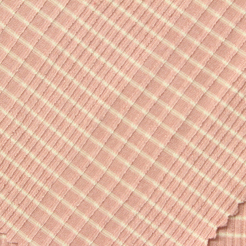 Light Pink Check Rib Knit, Viscose