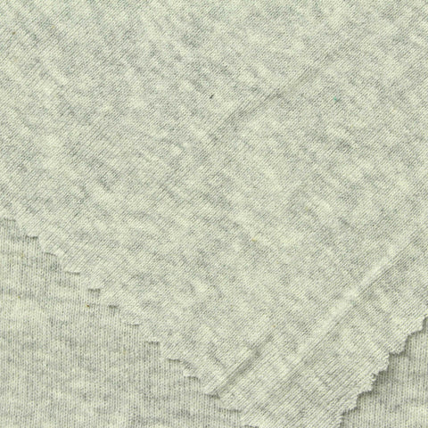 Light Grey Heathered-Marl Rib Knit, Cotton, 180 gsm