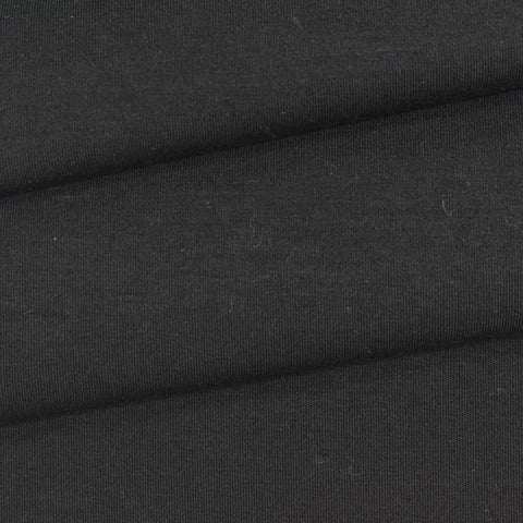 Cotton Stretch Interlock Knit Fabric, 320 gsm, 150 cm — Black