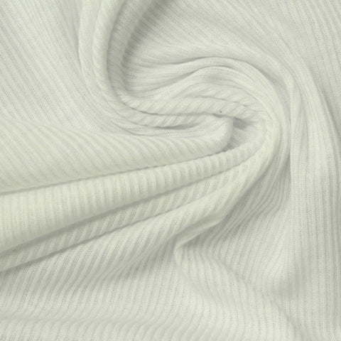 Polyester Viscose Rib Knit Fabric, 160 gsm, 157 cm — White