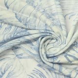 Blue Tropical-Leaf Jersey Knit, Viscose — photo 1