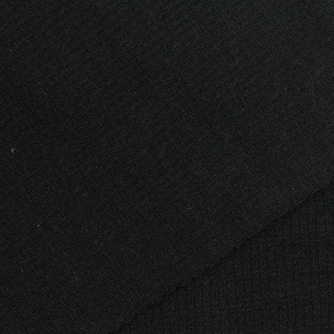 Cotton Stretch Rib Knit Fabric, 307 gsm, 160 cm — Black
