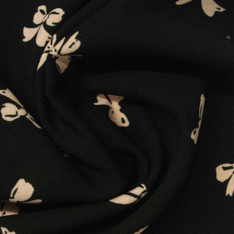 Printed 100% Polyester Woven Fabric, 150 gsm, 148 cm — Black