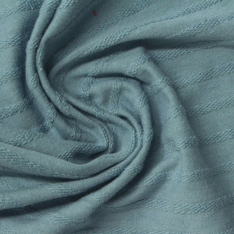 Blue-Green Horizontal-Band Jersey Knit, Cotton-Poly