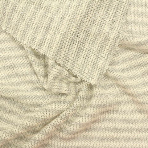 Light Grey Horizontal-Stripe Chunky Knit, Viscose, 158 gsm