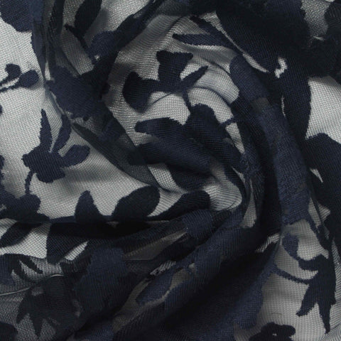 Navy Floral Knit, Viscose