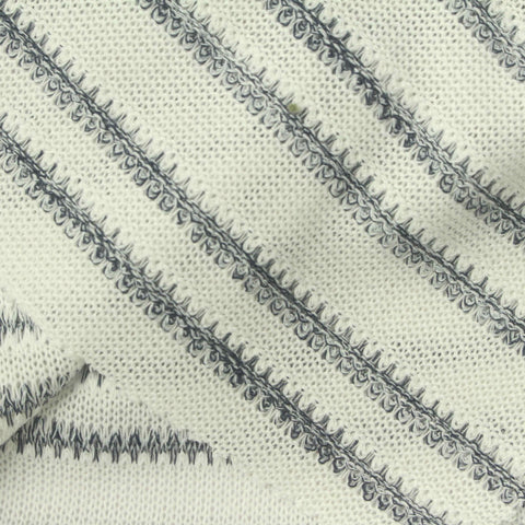 Dark Grey Horizontal-Stripe Chunky Knit, Polyester, 260 gsm