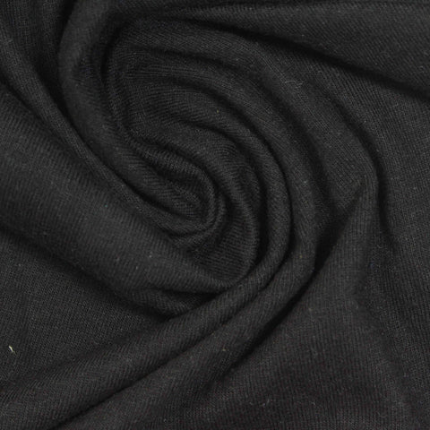 Cotton Polyester Jersey Knit Fabric, 150 gsm, 175 cm — Black