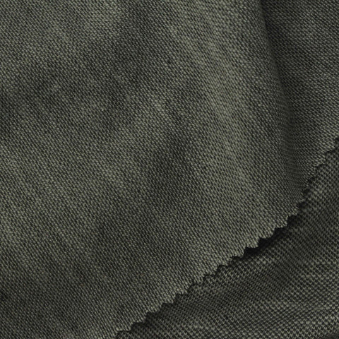 Dark Grey Heathered-Marl Piqué Knit, Cotton-Poly, 185 gsm