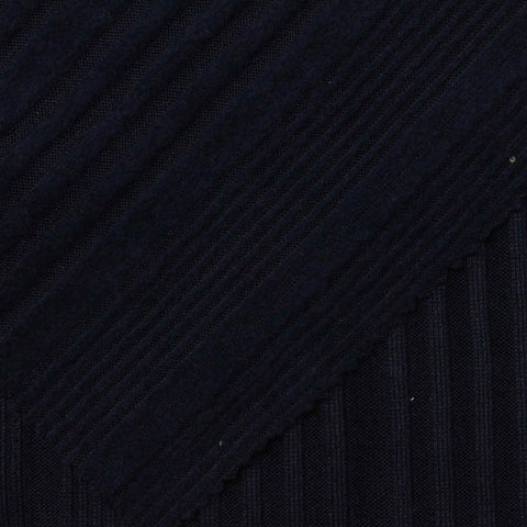 Brushed Polyester Stretch Rib Knit Fabric, 220 gsm — Navy
