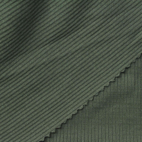 Olive Rib Knit, Cotton-Poly