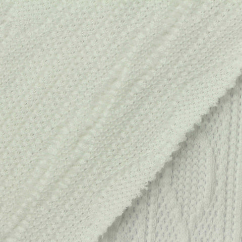Jacquard 100% Stretch Chunky Knit Fabric, 300 gsm, 125 cm — White