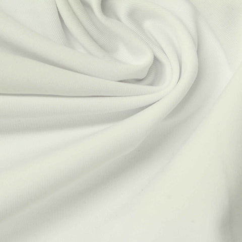 Brushed Polyester Stretch Interlock Knit Fabric, 230 gsm — White