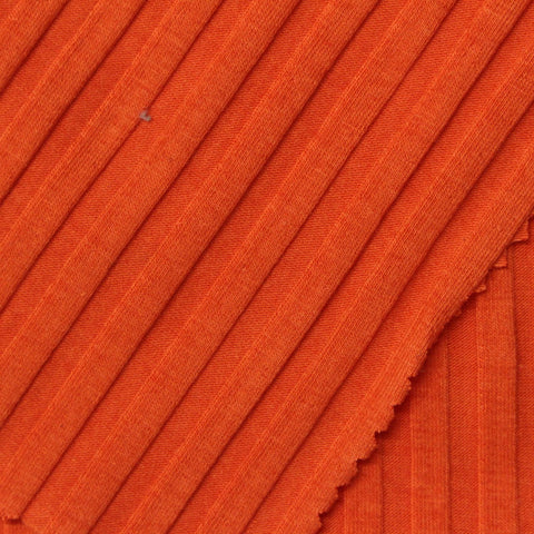 Cotton Viscose Stretch Rib Knit Fabric, 250 gsm, 110 cm — Orange