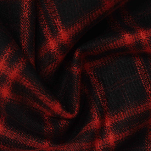 Red Plaid Woven, Poly-Viscose, 285 gsm, 150 cm, ref EF-265177