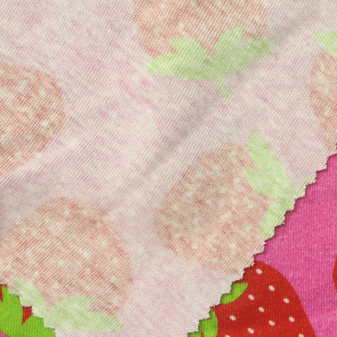 Bold Floral Washed 100% Cotton Rib Knit Fabric, 200 gsm — Pink