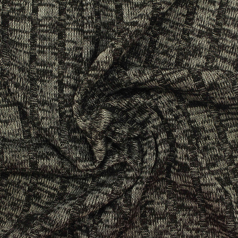 Black Vertical-Stripe Rib Knit, Viscose-Poly, 196 gsm