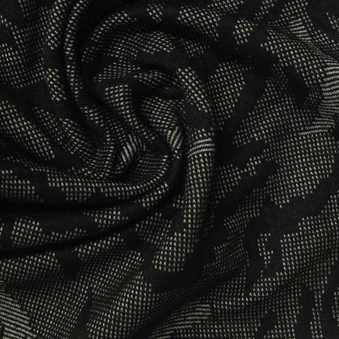 Black Abstract Interlock Knit, Polyester, 225 gsm