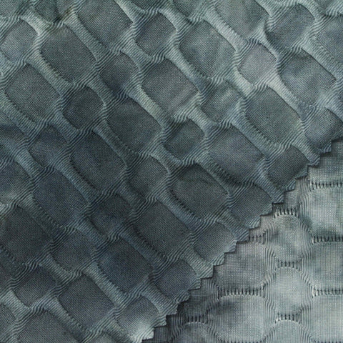 Blue-Grey Geometric Jersey Knit, Polyester