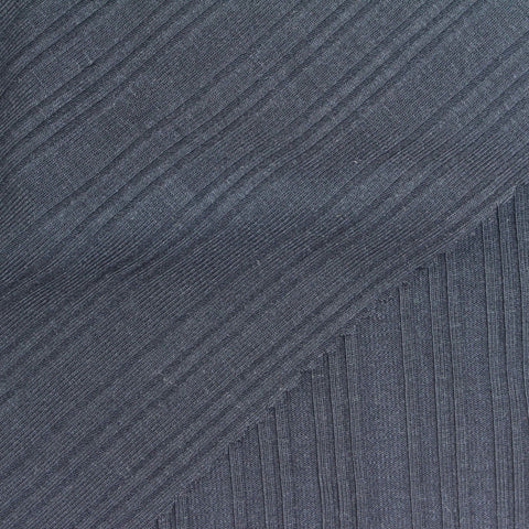 Viscose Polyester Stretch Rib Knit Fabric, 220 gsm, 150 cm — Navy